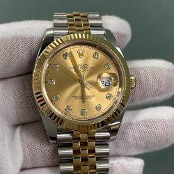 Pre Owned Rolex Datejust 126333 Automatic Champagne Diamond 18K Yellow Gold Stainless Steel Men's Wristwatch 41 mm
