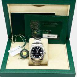 Pre Owned Rolex Datejust 126334 Automatic Black Diamond 18K White Gold Stainless Steel Men's Wristwatch 41 mm