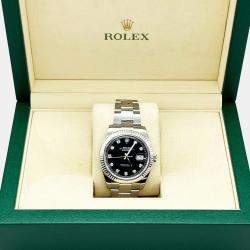 Pre Owned Rolex Datejust 126334 Automatic Black Diamond 18K White Gold Stainless Steel Men's Wristwatch 41 mm