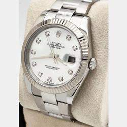 Pre Owned Rolex Datejust 126334 Automatic Mother of Pearl Diamond Stainless Steel 18K White Gold Men's Wristwatch 41 mm