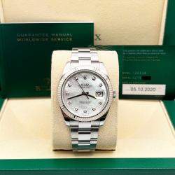 Pre Owned Rolex Datejust 126334 Automatic Mother of Pearl Diamond Stainless Steel 18K White Gold Men's Wristwatch 41 mm