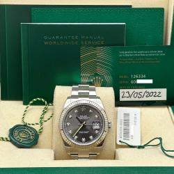 Pre Owned Rolex Datejust 126334 Automatic Slate Diamond Stainless Steel Men's Wristwatch 41 mm