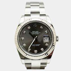 Pre Owned Rolex Datejust 126334 Automatic Slate Diamond Stainless Steel Men's Wristwatch 41 mm