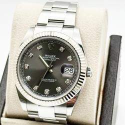 Pre Owned Rolex Datejust 126334 Automatic Slate Diamond Stainless Steel Men's Wristwatch 41 mm