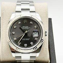 Pre Owned Rolex Datejust 126334 Automatic Slate Diamond Stainless Steel Men's Wristwatch 41 mm