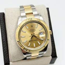 Pre Owned Rolex Datejust II 116333 Automatic Champagne 18K Yellow Gold Stainless Steel Men's Wristwatch 41 mm