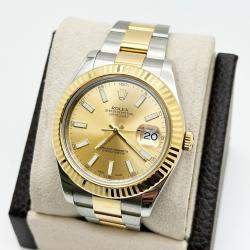 Pre Owned Rolex Datejust II 116333 Automatic Champagne 18K Yellow Gold Stainless Steel Men's Wristwatch 41 mm