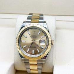 Pre Owned Rolex Datejust II 116333 Automatic Champagne 18K Yellow Gold Stainless Steel Men's Wristwatch 41 mm