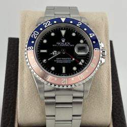 Pre Owned Rolex GMT Master Pepsi 16700 Automatic Black Stainless Steel Men's Wristwatch 40 mm
