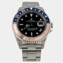 Pre Owned Rolex GMT Master Pepsi 16700 Automatic Black Stainless Steel Men's Wristwatch 40 mm