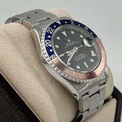 Pre Owned Rolex GMT Master Pepsi 16700 Automatic Black Stainless Steel Men's Wristwatch 40 mm