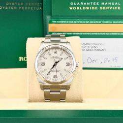 Pre Owned Rolex Oyster Perpetual 116000 Automatic Silver Stainless Steel Men's Wristwatch 36 mm
