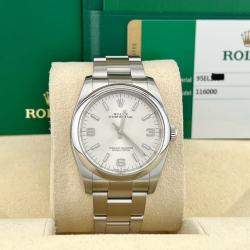 Pre Owned Rolex Oyster Perpetual 116000 Automatic Silver Stainless Steel Men's Wristwatch 36 mm