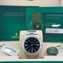 Pre Owned Rolex Oyster Perpetual 124300 Automatic Black Stainless Steel Men's Wristwatch 41 mm