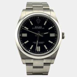 Pre Owned Rolex Oyster Perpetual 124300 Automatic Black Stainless Steel Men's Wristwatch 41 mm