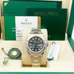 Pre Owned Rolex Yacht Master 116622 Automatic Rhodium Platinum Stainless Steel Men's Wristwatch 40 mm