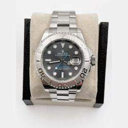 Pre Owned Rolex Yacht Master 116622 Automatic Rhodium Platinum Stainless Steel Men's Wristwatch 40 mm
