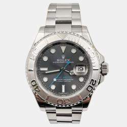Pre Owned Rolex Yacht Master 116622 Automatic Rhodium Platinum Stainless Steel Men's Wristwatch 40 mm