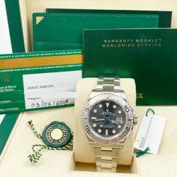 Pre Owned Rolex Yacht Master 116622 Automatic Rhodium Platinum Stainless Steel Men's Wristwatch 40 mm