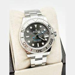 Pre Owned Rolex Yacht Master 268622 Automatic Slate Platinum Stainless Steel Men's Wristwatch 37 mm