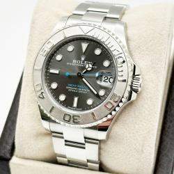 Pre Owned Rolex Yacht Master 268622 Automatic Slate Platinum Stainless Steel Men's Wristwatch 37 mm