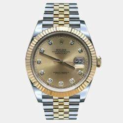 Pre Owned Rolex Datejust 126333 Automatic Champagne Diamond 18K Yellow Gold Stainless Steel Men's Wristwatch 41 mm