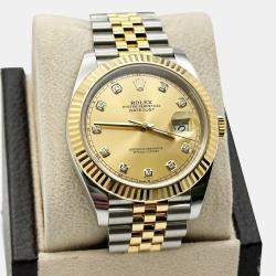 Pre Owned Rolex Datejust 126333 Automatic Champagne Diamond 18K Yellow Gold Stainless Steel Men's Wristwatch 41 mm