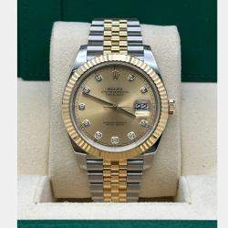 Pre Owned Rolex Datejust 126333 Automatic Champagne Diamond 18K Yellow Gold Stainless Steel Men's Wristwatch 41 mm