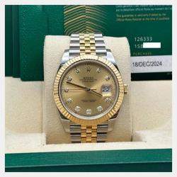 Pre Owned Rolex Datejust 126333 Automatic Champagne Diamond 18K Yellow Gold Stainless Steel Men's Wristwatch 41 mm