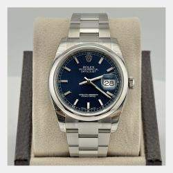 Pre Owned Rolex Datejust 116200 Automatic Blue Stainless Steel Men's Wristwatch 36 mm