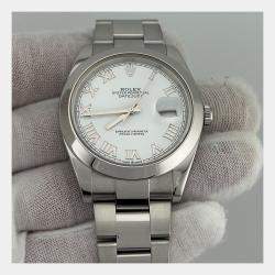 Pre Owned Rolex Datejust 126300 Automatic White Stainless Steel Men's Wristwatch 41 mm