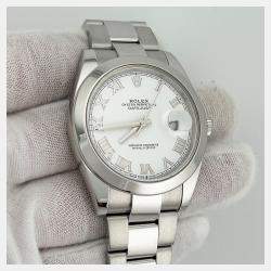 Pre Owned Rolex Datejust 126300 Automatic White Stainless Steel Men's Wristwatch 41 mm