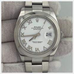 Pre Owned Rolex Datejust 126300 Automatic White Stainless Steel Men's Wristwatch 41 mm