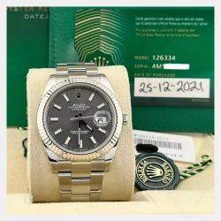 Pre Owned Rolex Datejust 126334 Automatic Slate Rhodium Stainless Steel Men's Wristwatch 41 mm