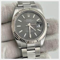Pre Owned Rolex Datejust 126334 Automatic Slate Rhodium Stainless Steel Men's Wristwatch 41 mm