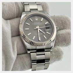 Pre Owned Rolex Datejust 126334 Automatic Slate Rhodium Stainless Steel Men's Wristwatch 41 mm