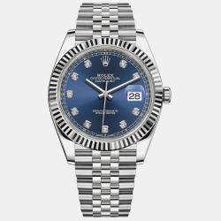 Pre Owned Rolex Datejust 126334-0016 Automatic Blue Oystersteel & 18k White Gold Men's Watch 41 mm