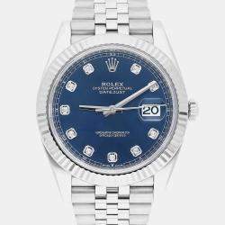 Pre Owned Rolex Datejust 126334-0016 Automatic Blue Oystersteel & 18k White Gold Men's Watch 41 mm