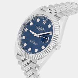 Pre Owned Rolex Datejust 126334-0016 Automatic Blue Oystersteel & 18k White Gold Men's Watch 41 mm