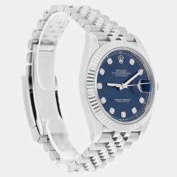 Pre Owned Rolex Datejust 126334-0016 Automatic Blue Oystersteel & 18k White Gold Men's Watch 41 mm