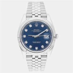 Pre Owned Rolex Datejust 126334-0016 Automatic Blue Oystersteel & 18k White Gold Men's Watch 41 mm