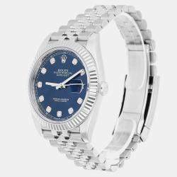 Pre Owned Rolex Datejust 126334-0016 Automatic Blue Oystersteel & 18k White Gold Men's Watch 41 mm