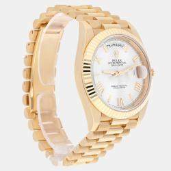 Pre Owned Rolex Day-Date 228238-0002 Automatic White 18k Yellow Gold Men's Watch 40 mm