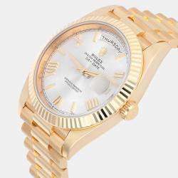 Pre Owned Rolex Day-Date 228238-0002 Automatic White 18k Yellow Gold Men's Watch 40 mm