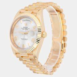 Pre Owned Rolex Day-Date 228238-0002 Automatic White 18k Yellow Gold Men's Watch 40 mm