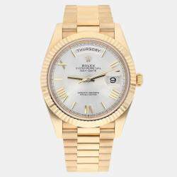 Pre Owned Rolex Day-Date 228238-0002 Automatic White 18k Yellow Gold Men's Watch 40 mm