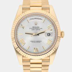 Pre Owned Rolex Day-Date 228238-0002 Automatic White 18k Yellow Gold Men's Watch 40 mm