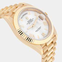 Pre Owned Rolex Day-Date 228238-0002 Automatic White 18k Yellow Gold Men's Watch 40 mm
