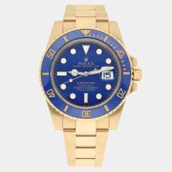 Pre Owned Rolex Submariner 116618LB Automatic Blue 18K Yellow Gold Men Watch 40mm