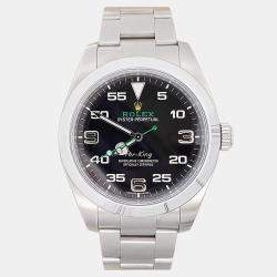 Pre Owned Rolex Air King 116900 Automatic Black Stainless Steel Men's Wristwatch 40 mm